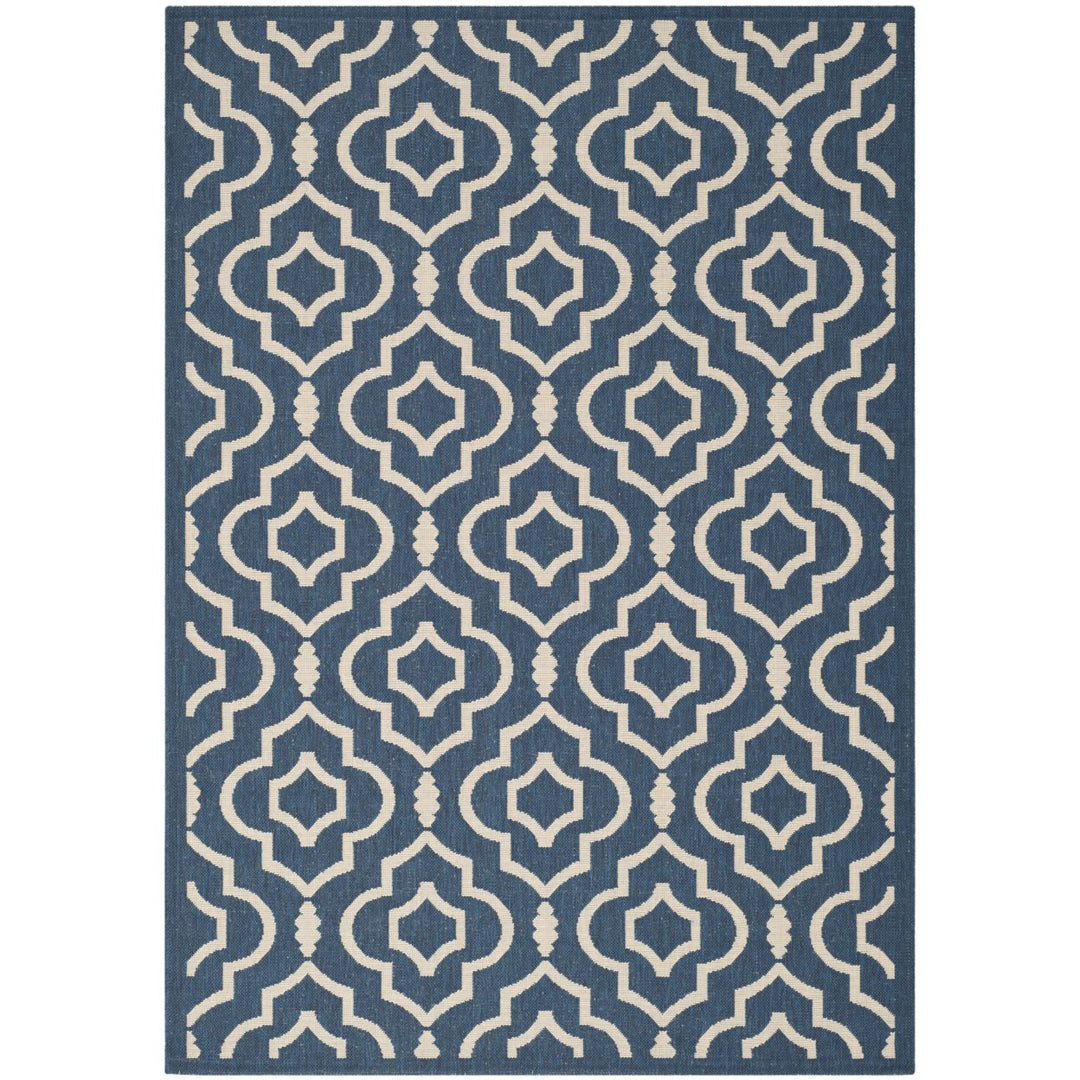 SAFAVIEH Indoor Outdoor CY6926-268 Courtyard Navy / Beige Rug Image 1