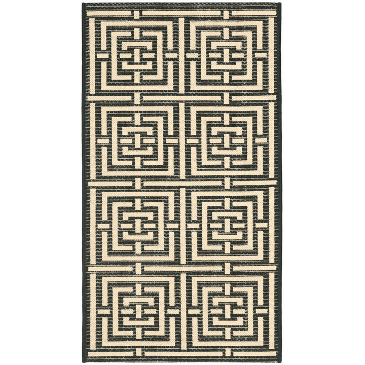 SAFAVIEH Indoor Outdoor CY6937-26 Courtyard Black / Bone Rug Image 1