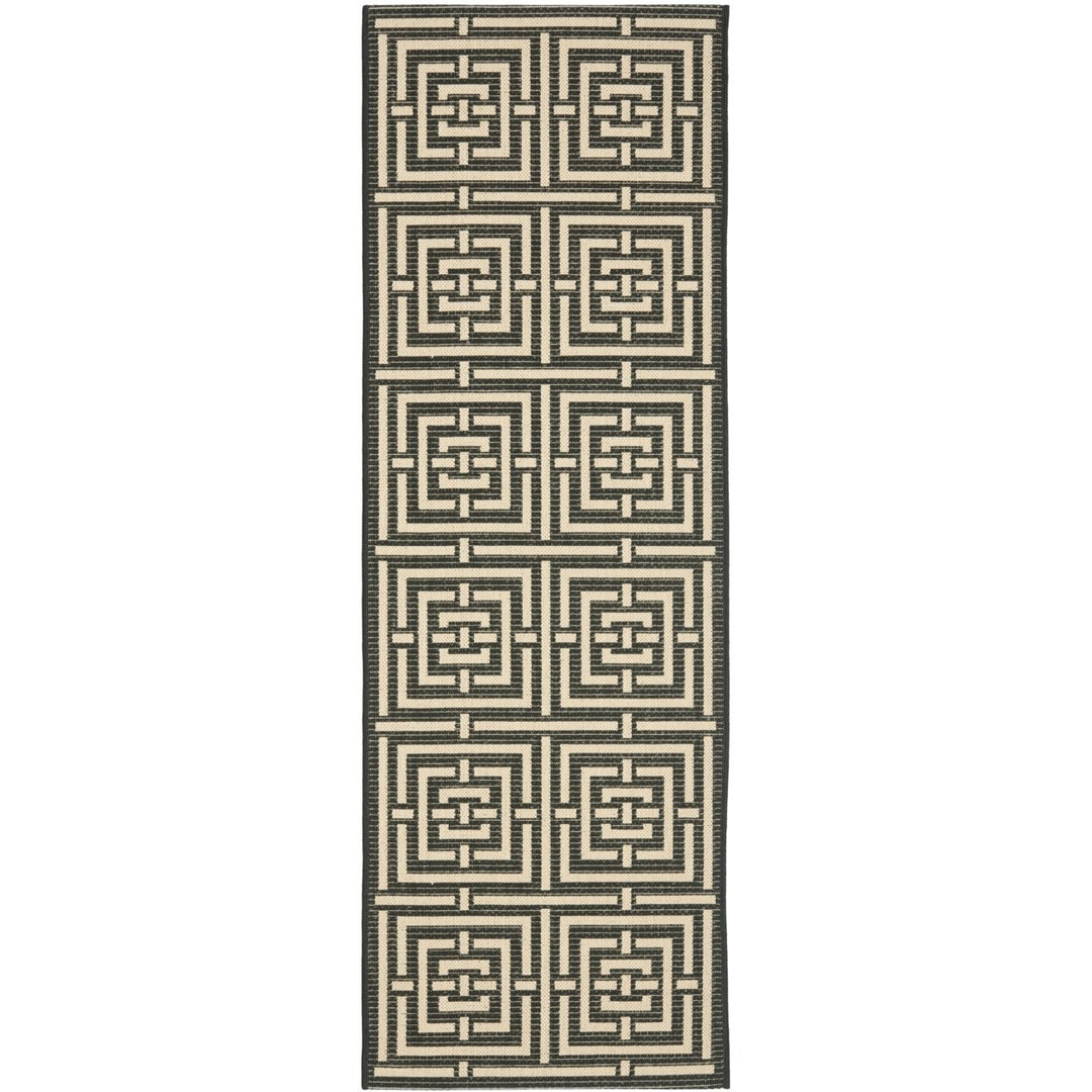 SAFAVIEH Indoor Outdoor CY6937-26 Courtyard Black / Bone Rug Image 1