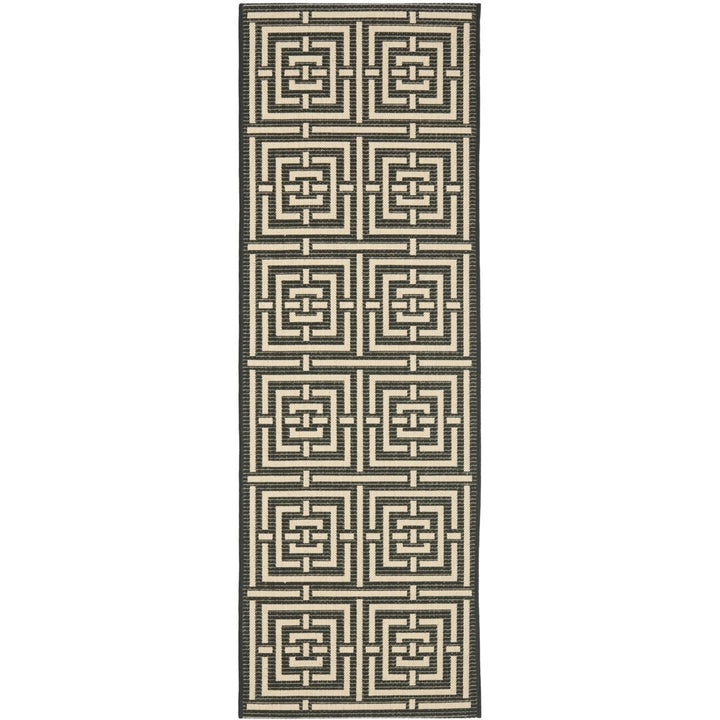 SAFAVIEH Indoor Outdoor CY6937-26 Courtyard Black / Bone Rug Image 1