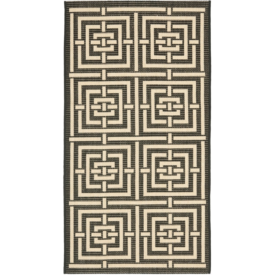 SAFAVIEH Indoor Outdoor CY6937-26 Courtyard Black / Bone Rug Image 1