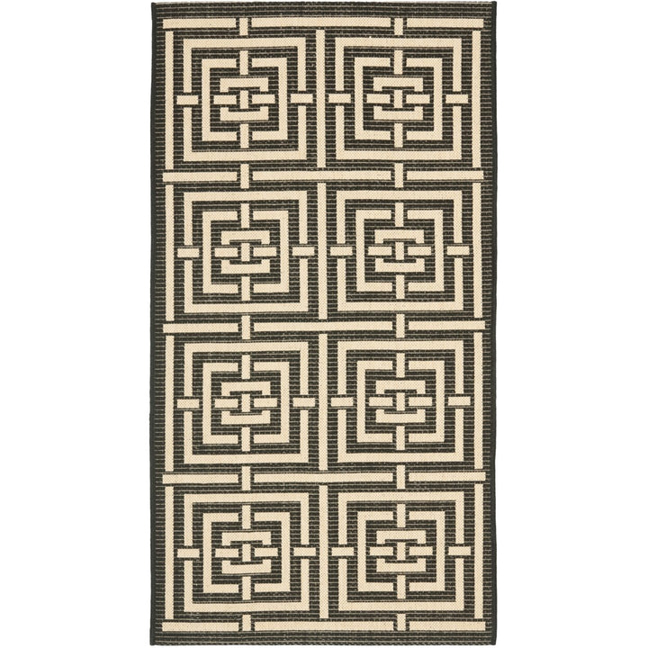 SAFAVIEH Indoor Outdoor CY6937-26 Courtyard Black / Bone Rug Image 1