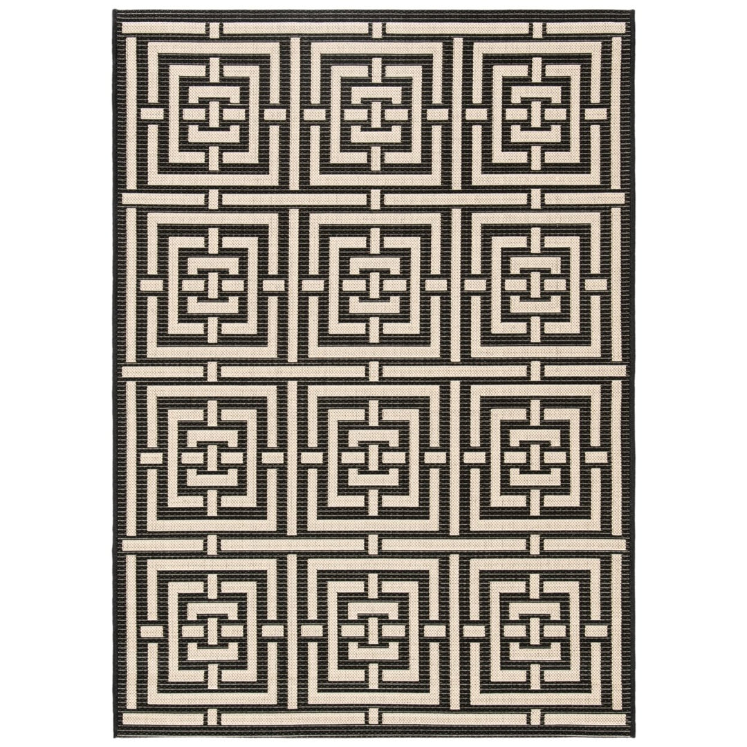 SAFAVIEH Indoor Outdoor CY6937-26 Courtyard Black / Bone Rug Image 1