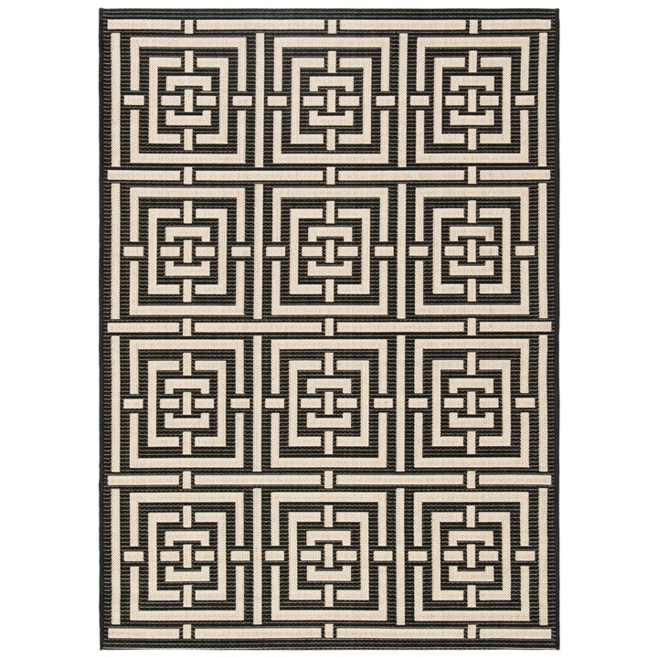 SAFAVIEH Indoor Outdoor CY6937-26 Courtyard Black / Bone Rug Image 1