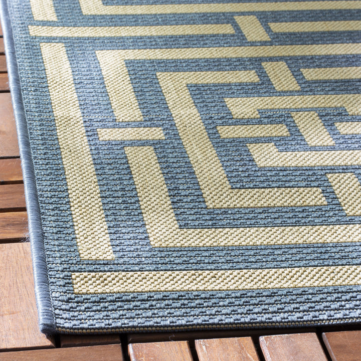 SAFAVIEH Outdoor CY6937-23 Courtyard Collection Blue / Bone Rug Image 8