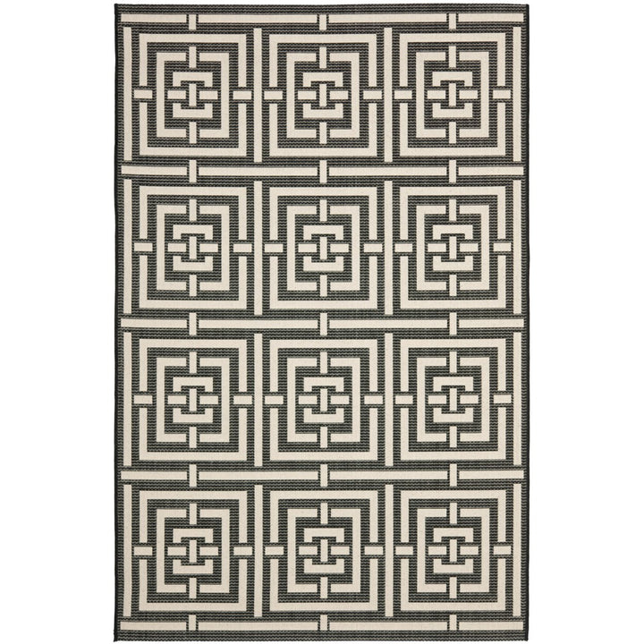 SAFAVIEH Indoor Outdoor CY6937-26 Courtyard Black / Bone Rug Image 6