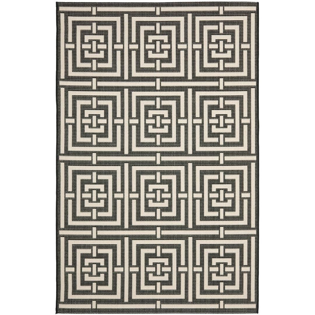 SAFAVIEH Indoor Outdoor CY6937-26 Courtyard Black / Bone Rug Image 1