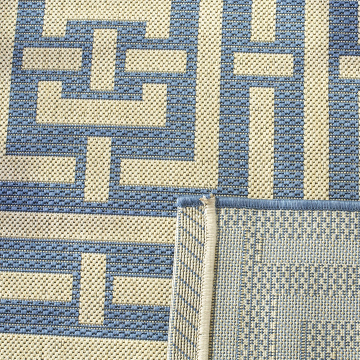 SAFAVIEH Outdoor CY6937-23 Courtyard Collection Blue / Bone Rug Image 9