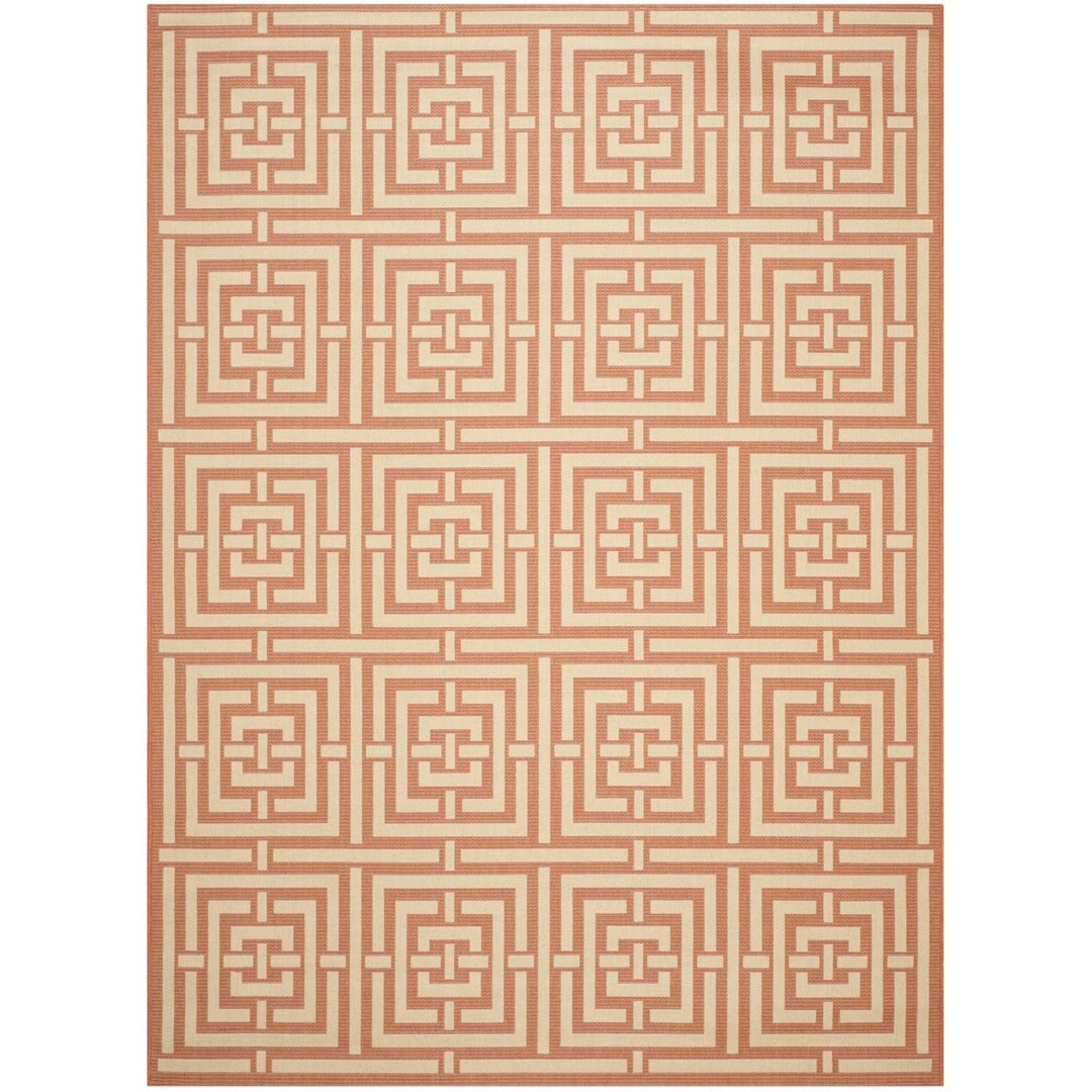 SAFAVIEH Outdoor CY6937-21 Courtyard Terracotta / Cream Rug Image 1