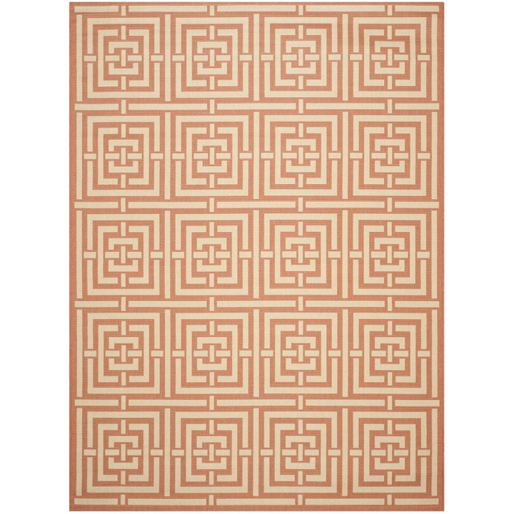 SAFAVIEH Outdoor CY6937-21 Courtyard Terracotta / Cream Rug Image 1