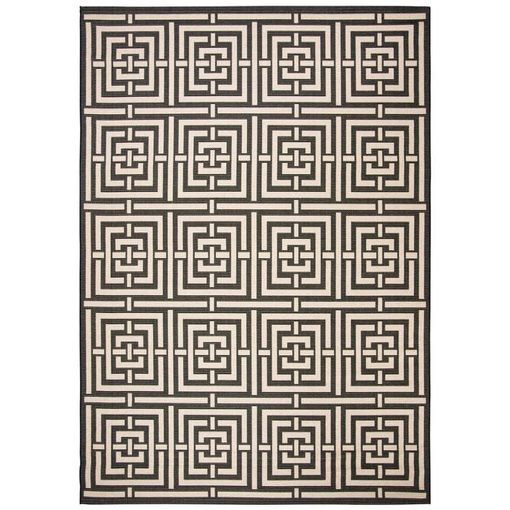 SAFAVIEH Indoor Outdoor CY6937-26 Courtyard Black / Bone Rug Image 1