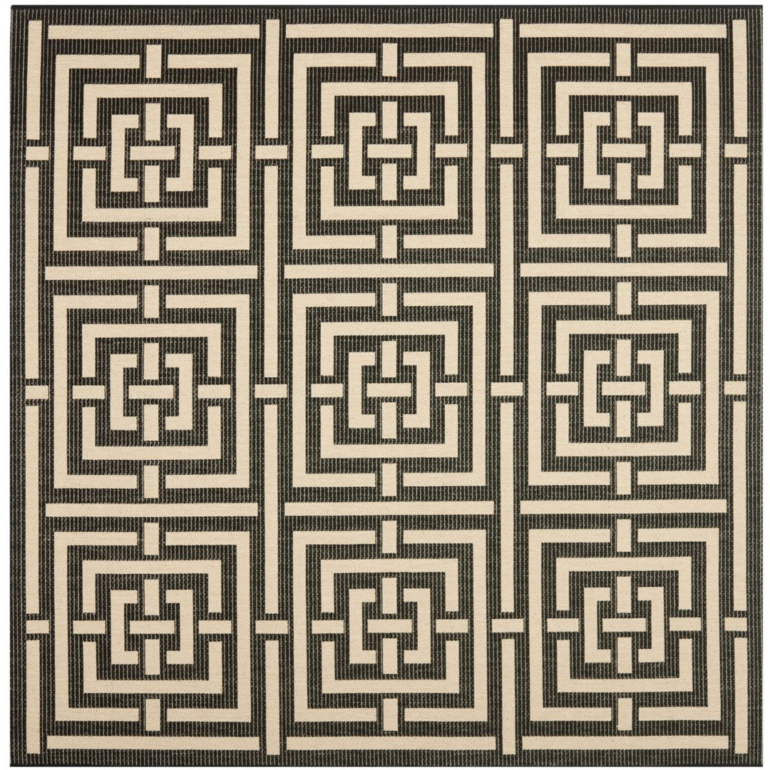 SAFAVIEH Indoor Outdoor CY6937-26 Courtyard Black / Bone Rug Image 9