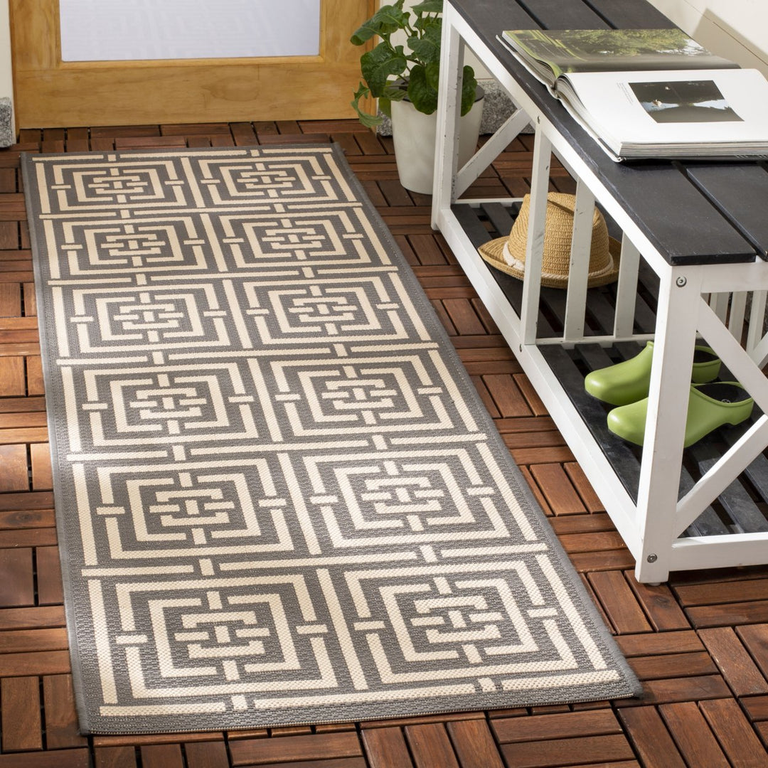 SAFAVIEH Indoor Outdoor CY6937-65 Courtyard Grey / Cream Rug Image 2