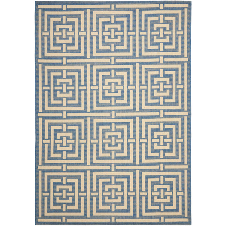 SAFAVIEH Outdoor CY6937-23 Courtyard Collection Blue / Bone Rug Image 12