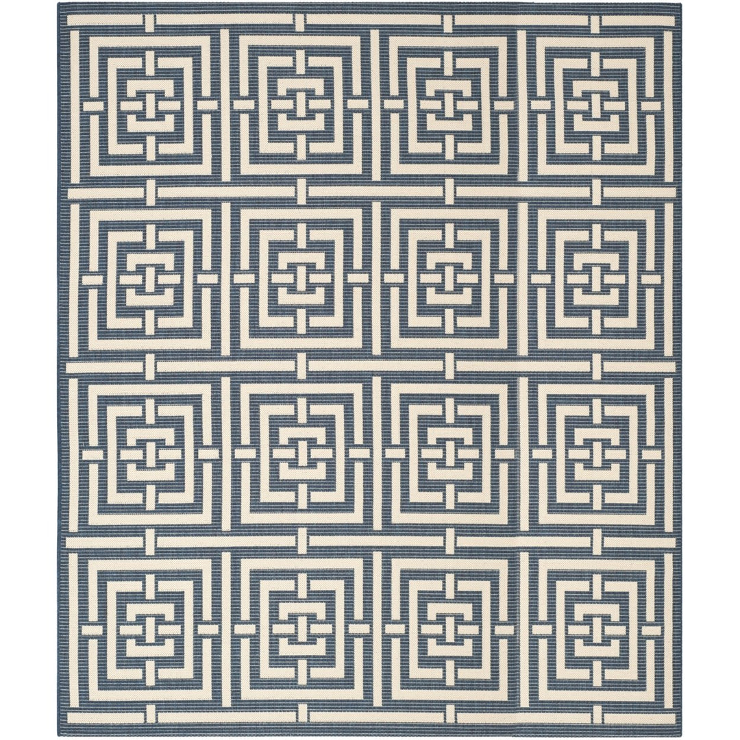 SAFAVIEH Indoor Outdoor CY6937-268 Courtyard Navy / Beige Rug Image 4