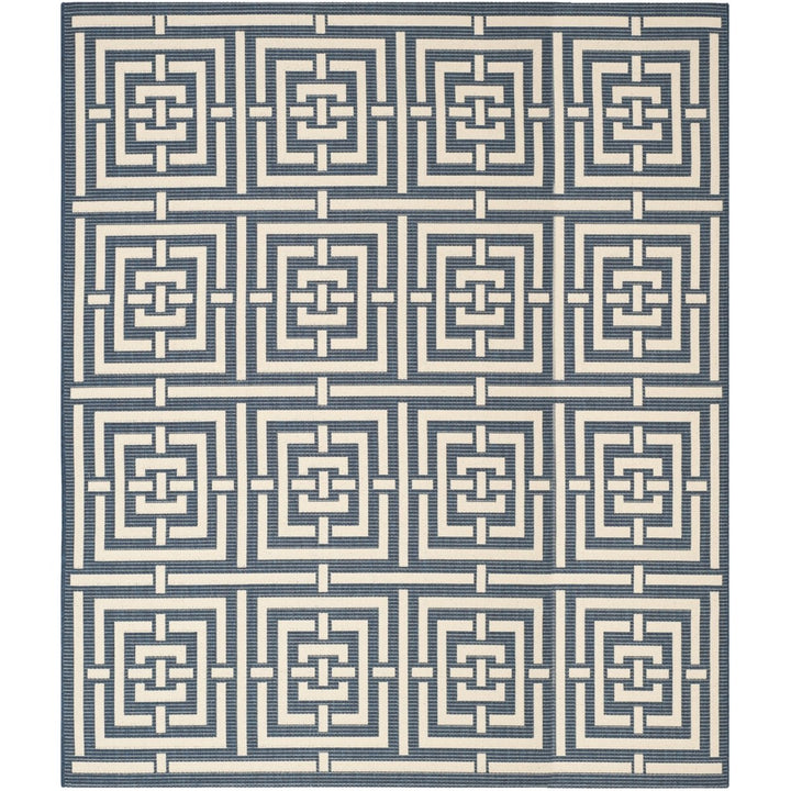 SAFAVIEH Indoor Outdoor CY6937-268 Courtyard Navy / Beige Rug Image 4