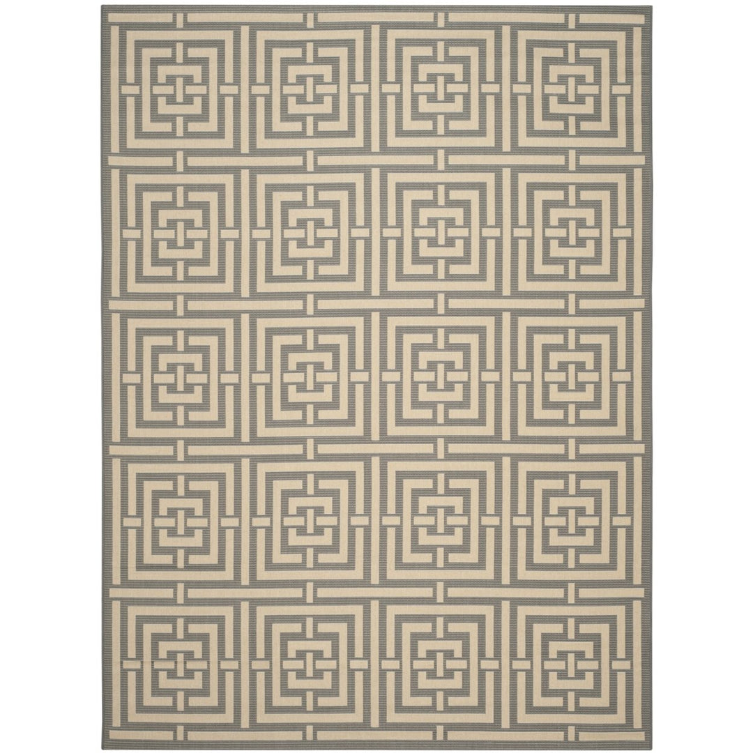 SAFAVIEH Indoor Outdoor CY6937-65 Courtyard Grey / Cream Rug Image 3