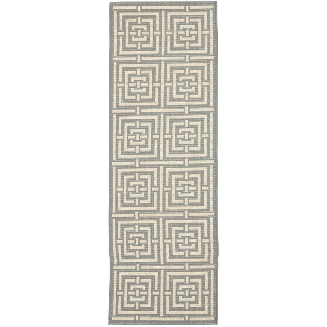 SAFAVIEH Indoor Outdoor CY6937-65 Courtyard Grey / Cream Rug Image 5