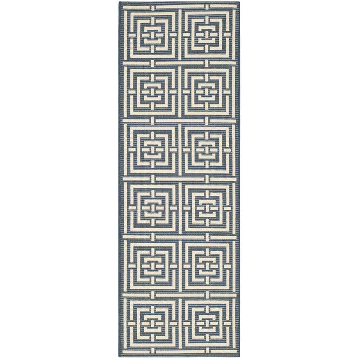 SAFAVIEH Indoor Outdoor CY6937-268 Courtyard Navy / Beige Rug Image 1