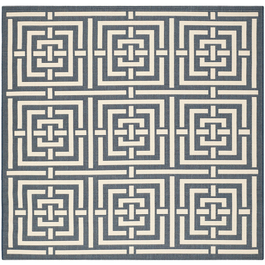 SAFAVIEH Indoor Outdoor CY6937-268 Courtyard Navy / Beige Rug Image 1