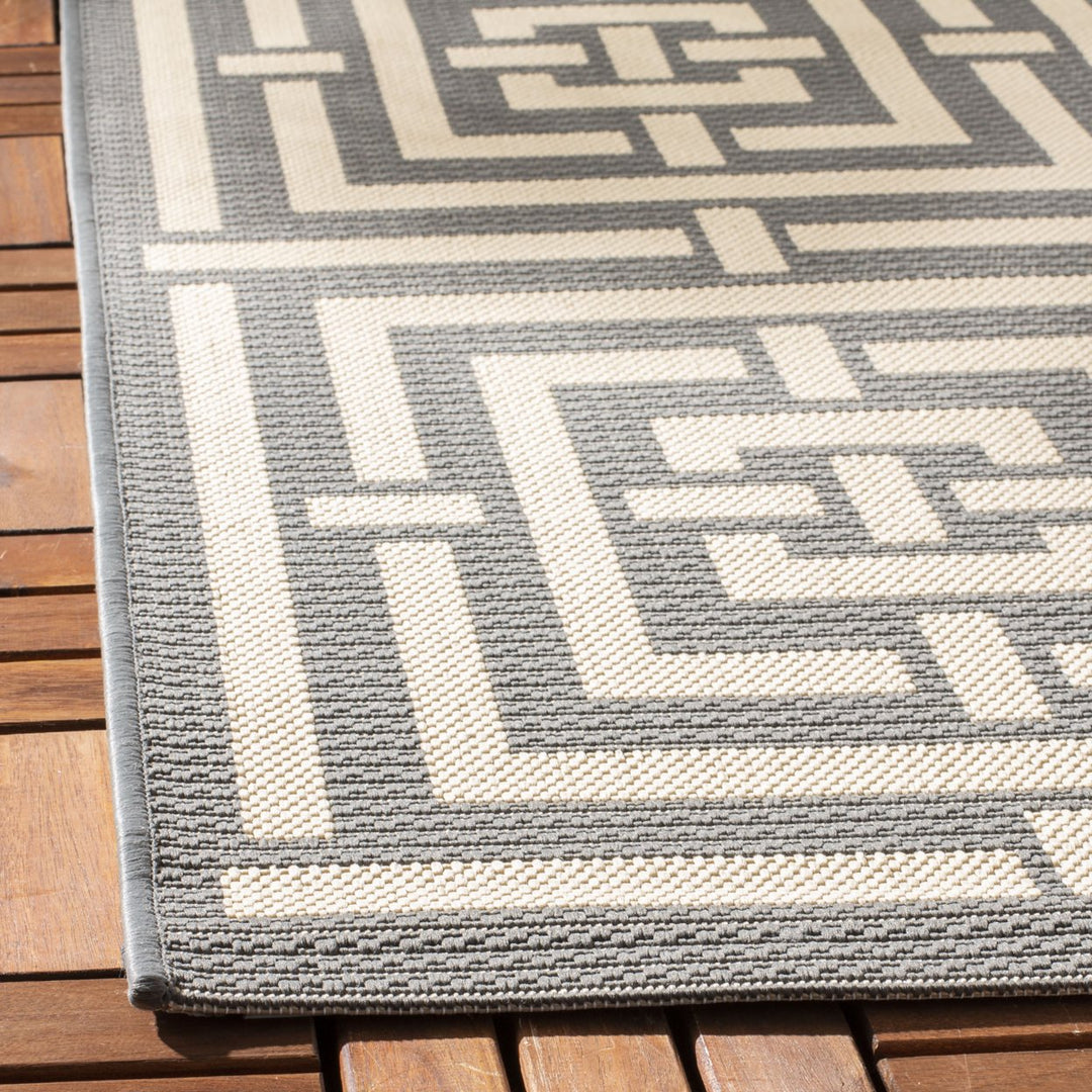 SAFAVIEH Indoor Outdoor CY6937-65 Courtyard Grey / Cream Rug Image 7