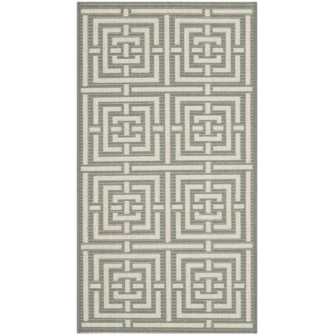 SAFAVIEH Indoor Outdoor CY6937-65 Courtyard Grey / Cream Rug Image 9