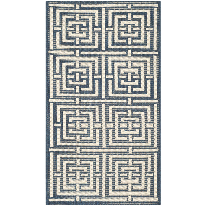 SAFAVIEH Indoor Outdoor CY6937-268 Courtyard Navy / Beige Rug Image 10