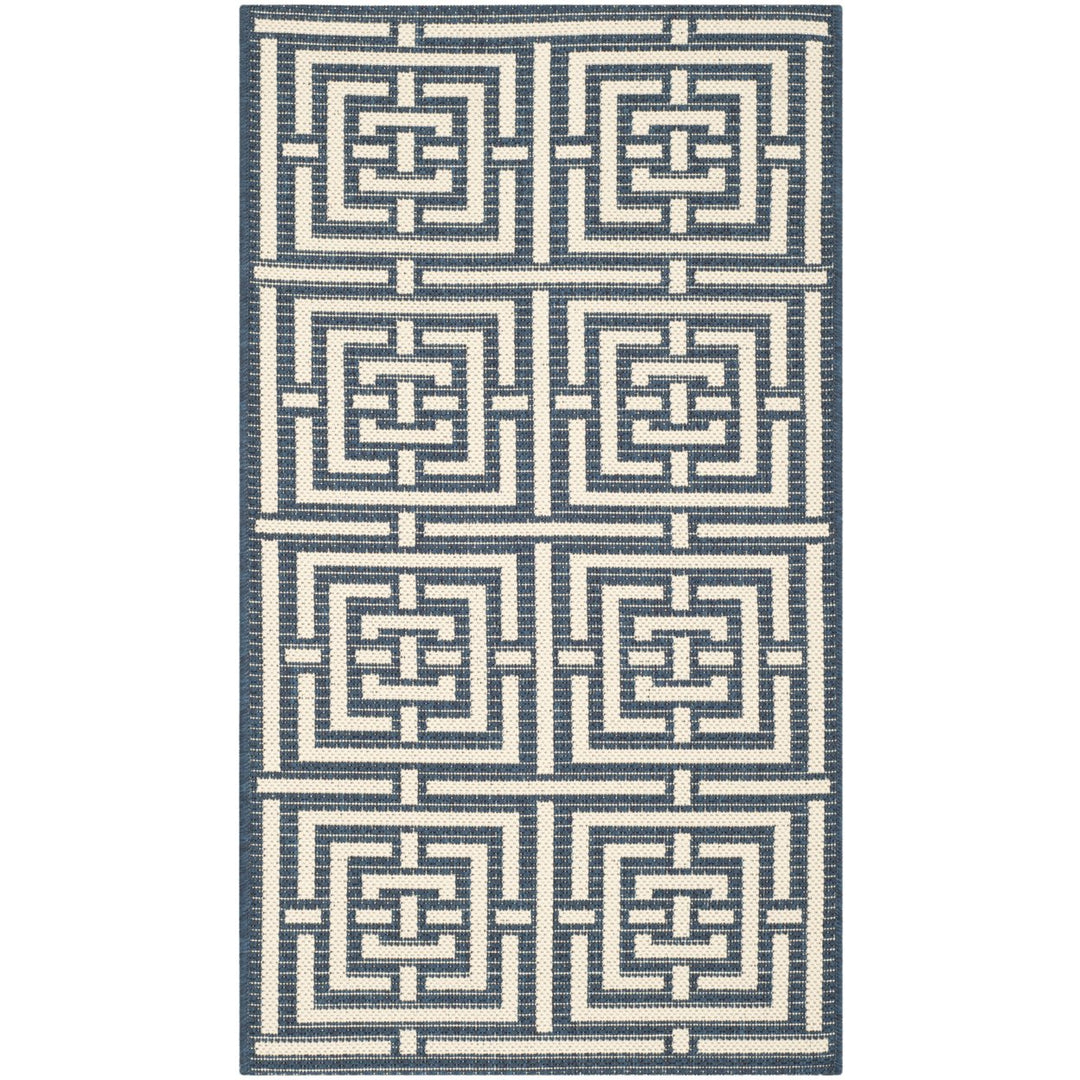 SAFAVIEH Indoor Outdoor CY6937-268 Courtyard Navy / Beige Rug Image 1