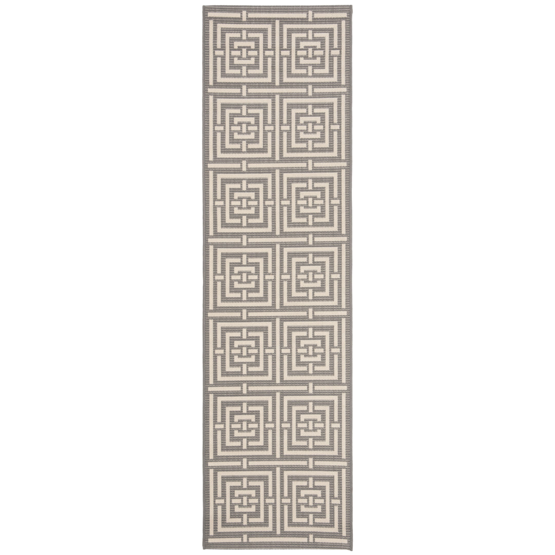 SAFAVIEH Indoor Outdoor CY6937-65 Courtyard Grey / Cream Rug Image 10