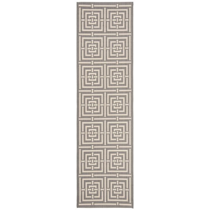 SAFAVIEH Indoor Outdoor CY6937-65 Courtyard Grey / Cream Rug Image 1