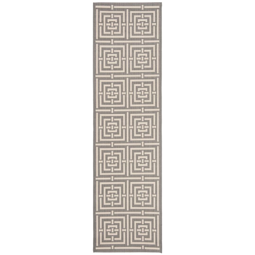 SAFAVIEH Indoor Outdoor CY6937-65 Courtyard Grey / Cream Rug Image 1