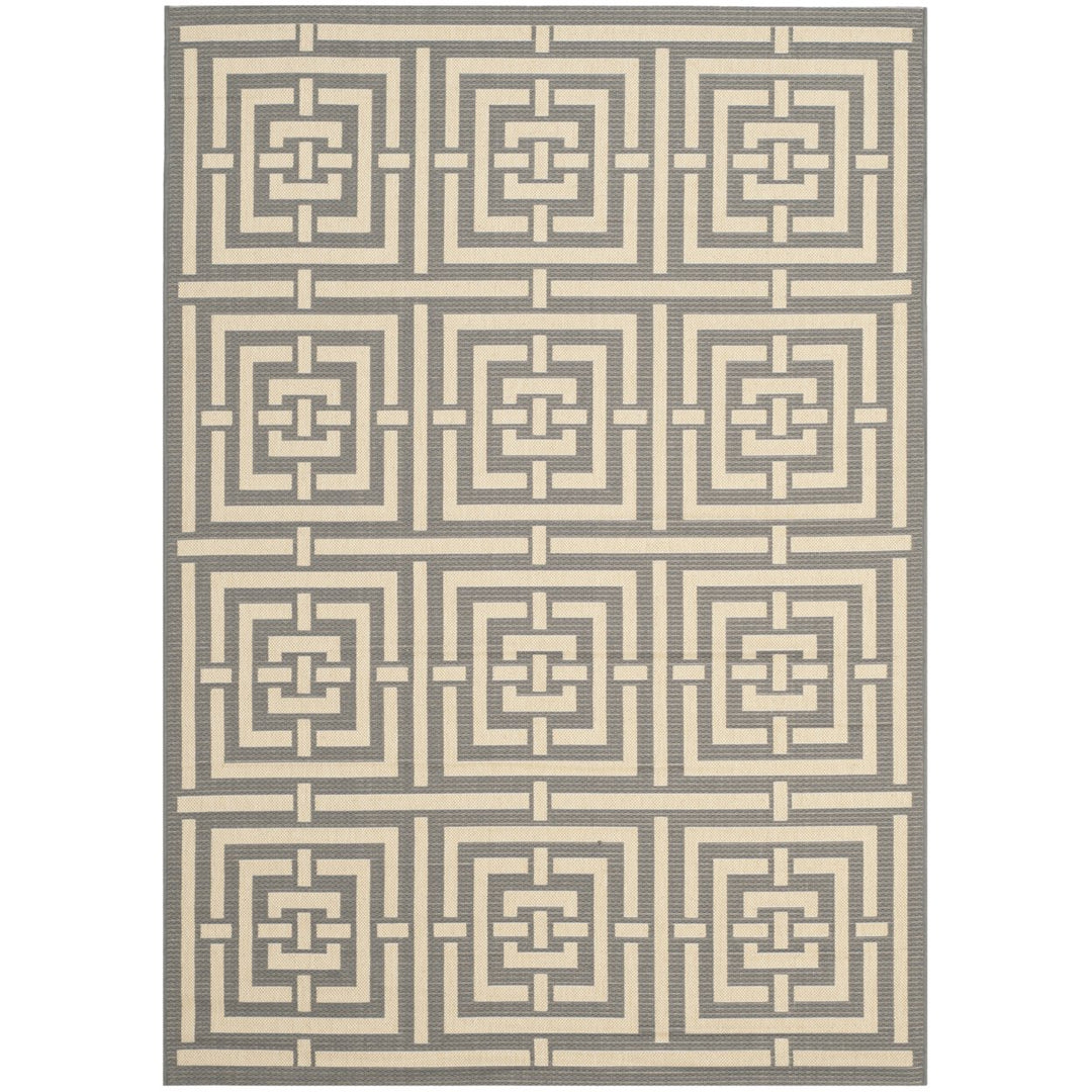 SAFAVIEH Indoor Outdoor CY6937-65 Courtyard Grey / Cream Rug Image 1