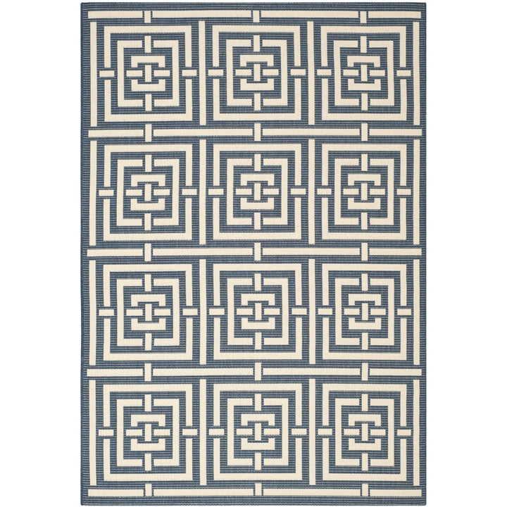 SAFAVIEH Indoor Outdoor CY6937-268 Courtyard Navy / Beige Rug Image 1