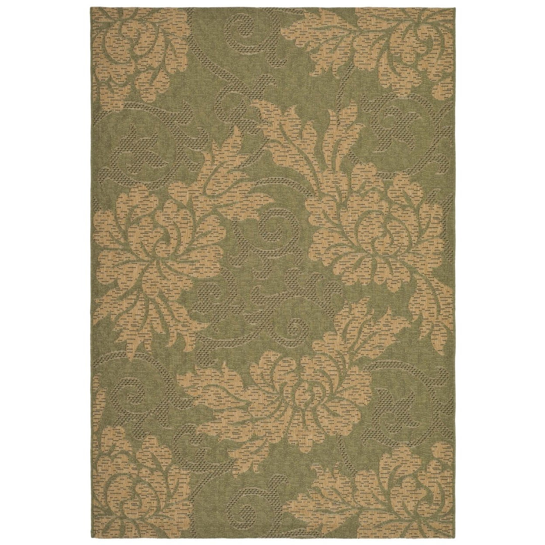 SAFAVIEH Outdoor CY6957-44 Courtyard Green / Natural Rug Image 1