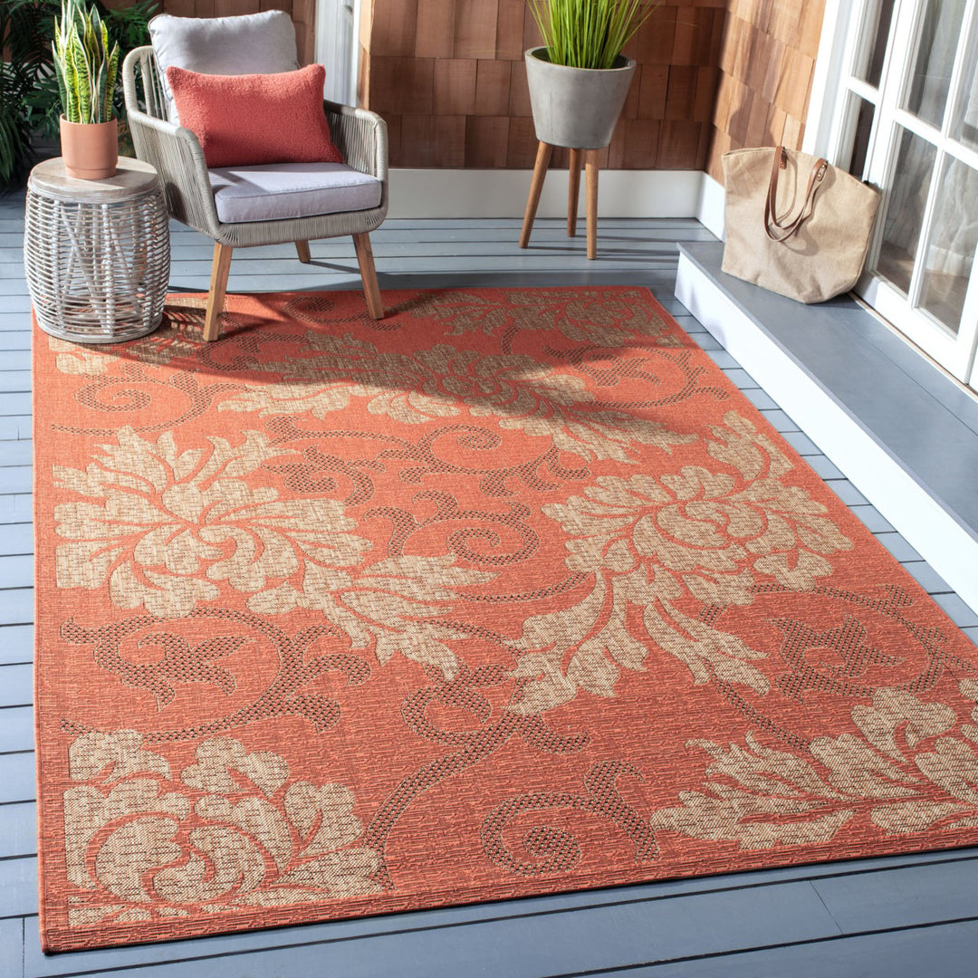 SAFAVIEH Outdoor CY6957-48 Courtyard Brick / Natural Rug Image 1