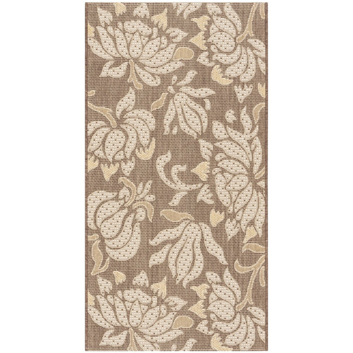 SAFAVIEH Outdoor CY7013-229A21 Courtyard Lt Chocolate / Cream Rug Image 1