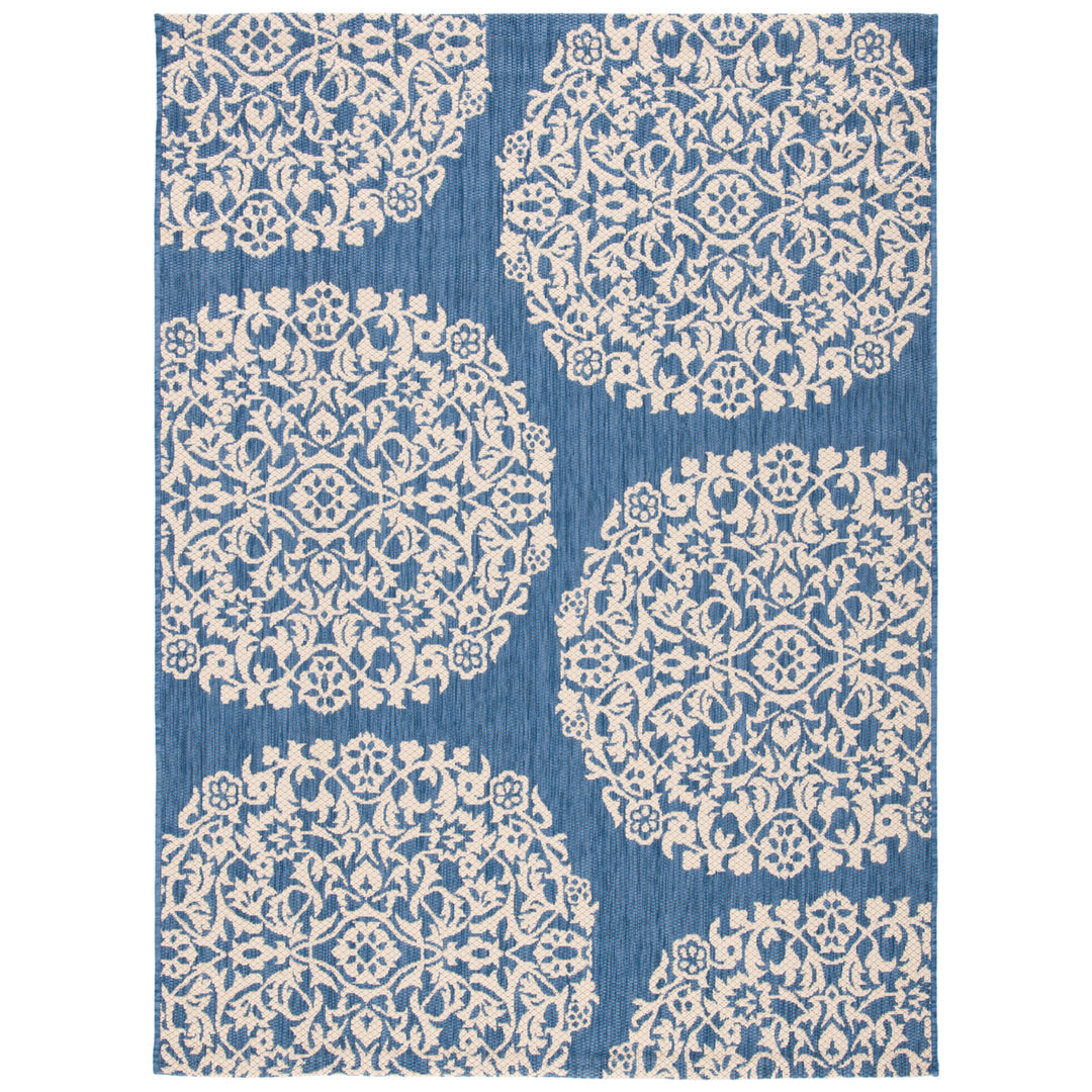 SAFAVIEH Outdoor CY6962-23321 Courtyard Blue / Ivory Rug Image 4