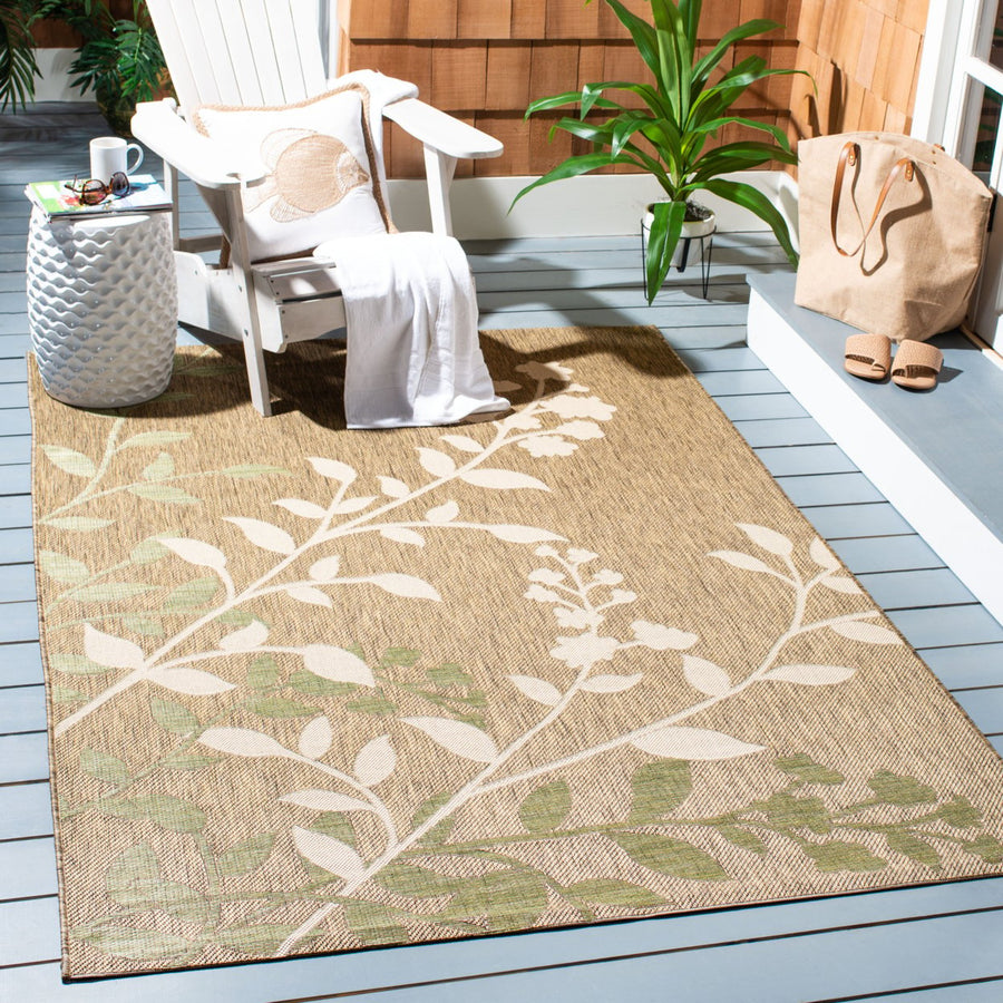 SAFAVIEH Indoor Outdoor CY7019-242 Courtyard Brown / Beige Rug Image 1