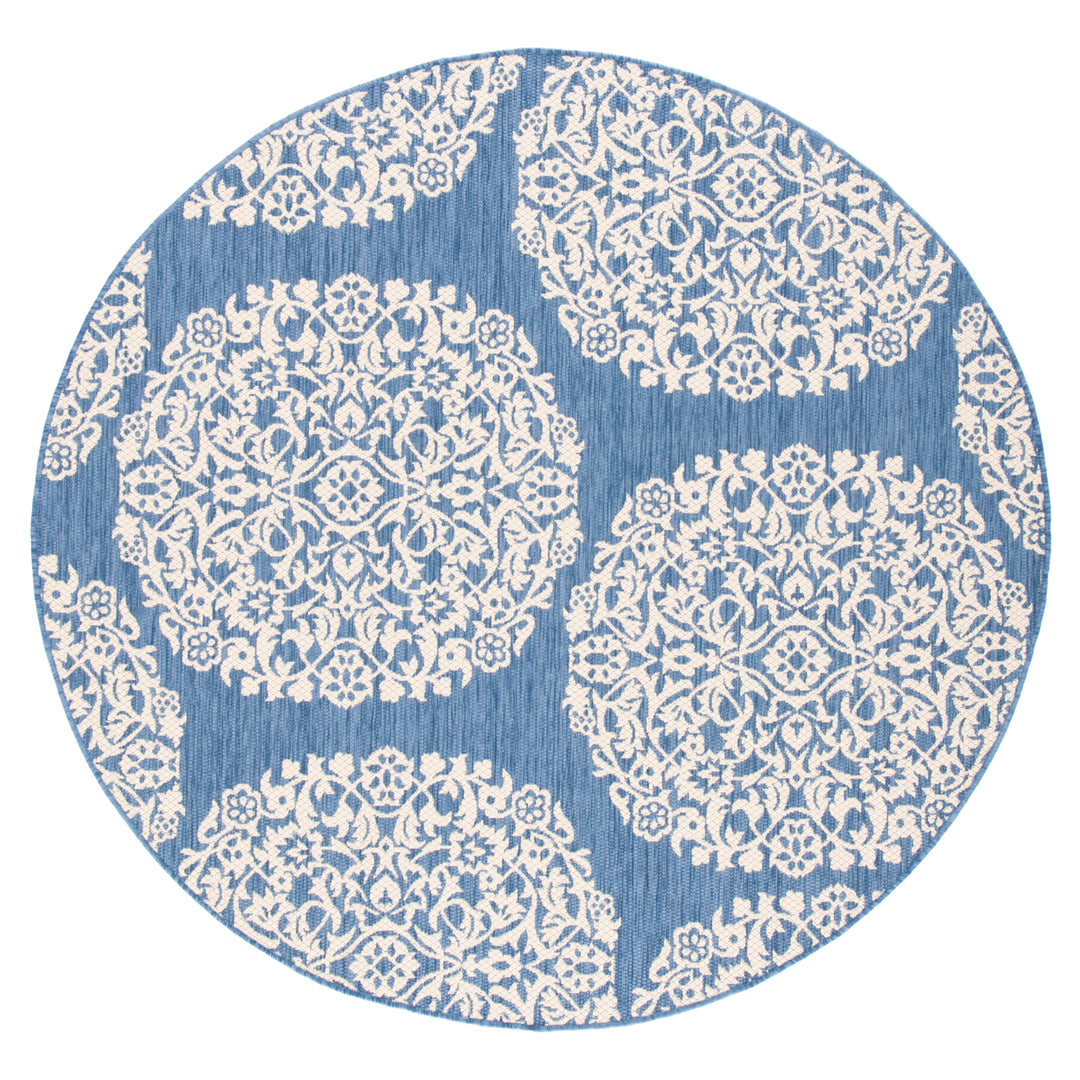 SAFAVIEH Outdoor CY6962-23321 Courtyard Blue / Ivory Rug Image 5