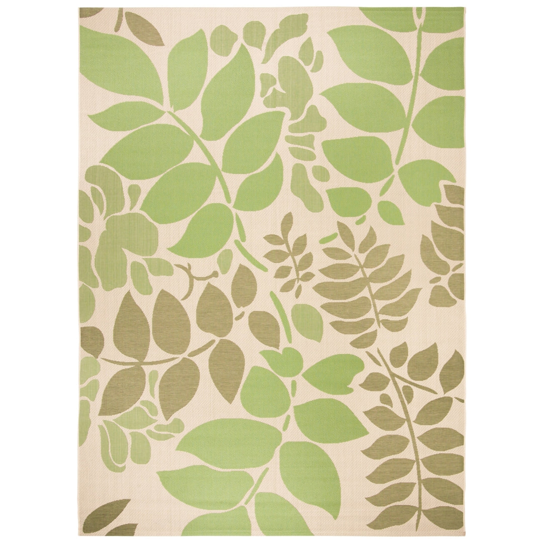 SAFAVIEH Outdoor CY7015-14A7 Courtyard Cream / Green Rug Image 2