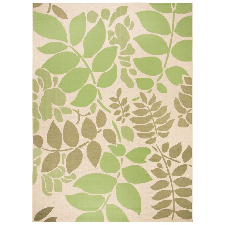 SAFAVIEH Outdoor CY7015-14A7 Courtyard Cream / Green Rug Image 1