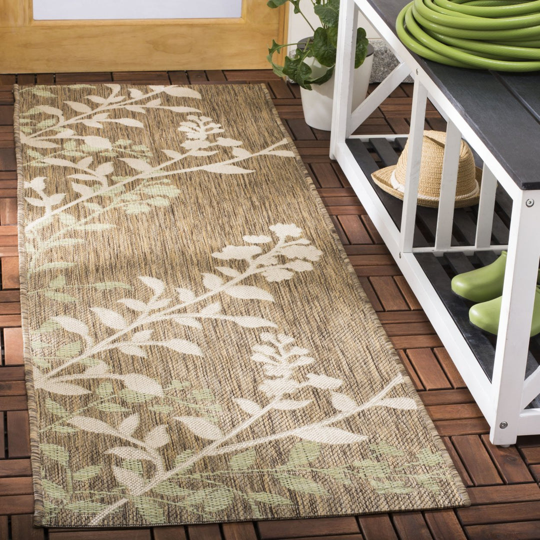 SAFAVIEH Indoor Outdoor CY7019-242 Courtyard Brown / Beige Rug Image 2