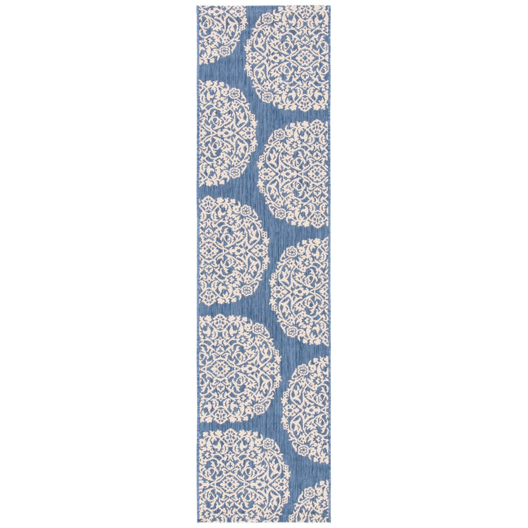 SAFAVIEH Outdoor CY6962-23321 Courtyard Blue / Ivory Rug Image 1