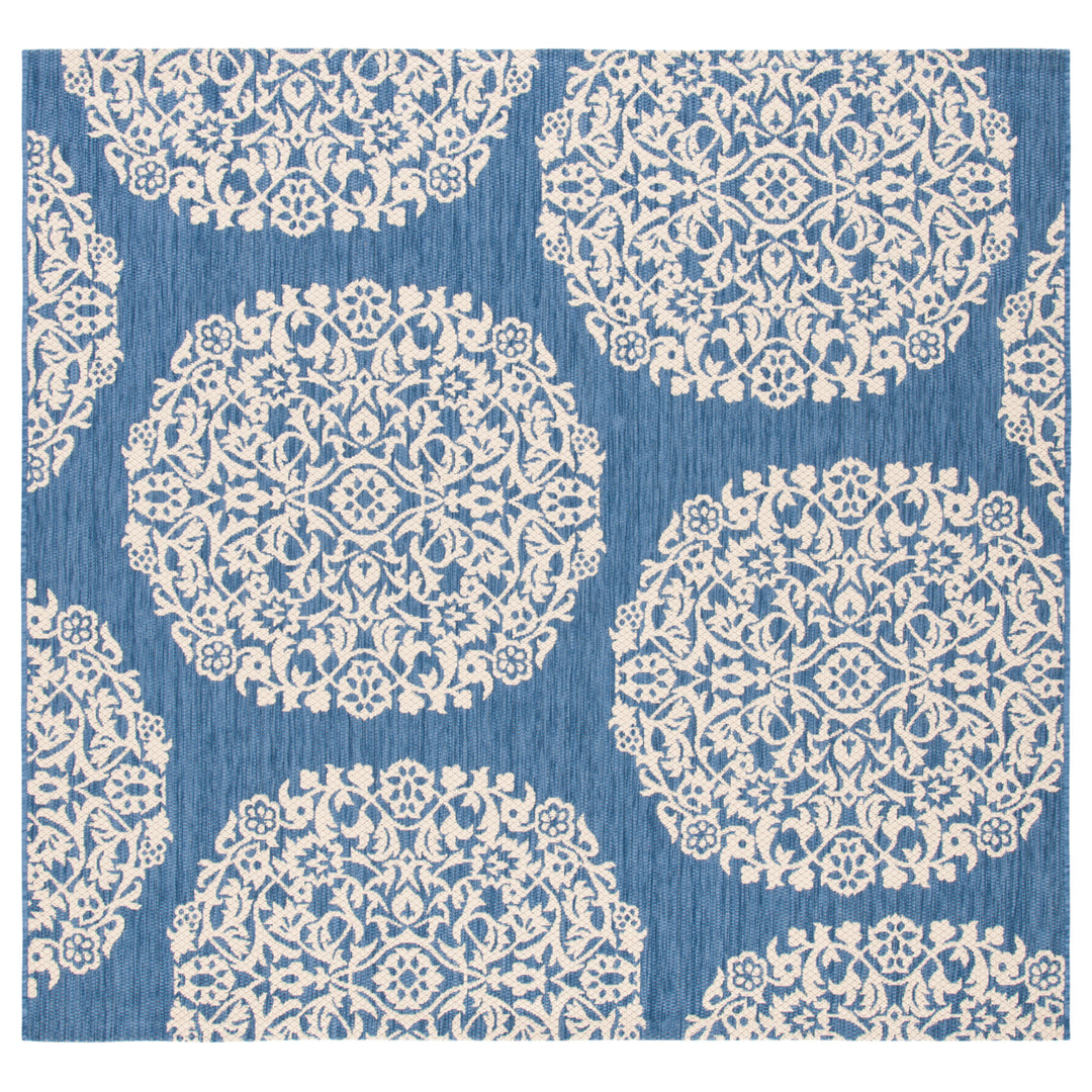 SAFAVIEH Outdoor CY6962-23321 Courtyard Blue / Ivory Rug Image 7