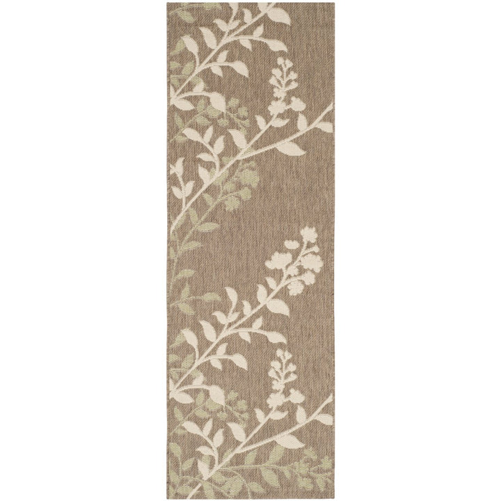 SAFAVIEH Indoor Outdoor CY7019-242 Courtyard Brown / Beige Rug Image 4