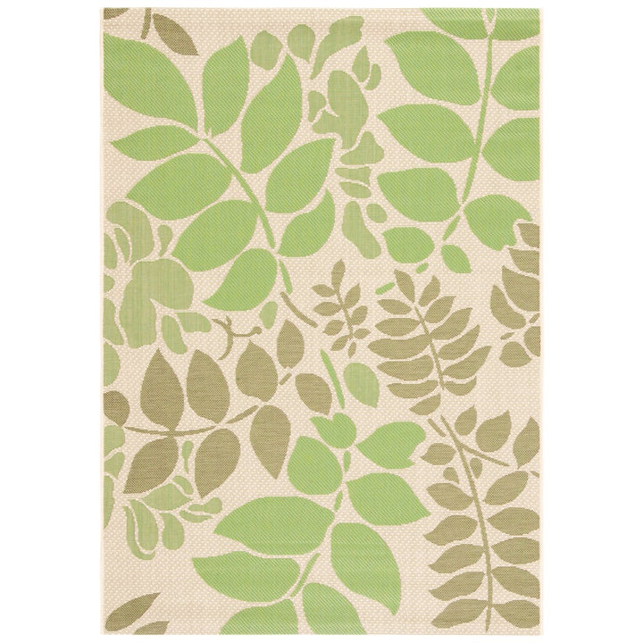 SAFAVIEH Outdoor CY7015-14A7 Courtyard Cream / Green Rug Image 1