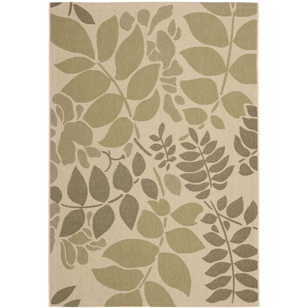 SAFAVIEH Outdoor CY7015-14A7 Courtyard Cream / Green Rug Image 1