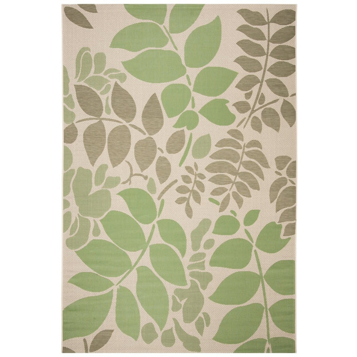 SAFAVIEH Outdoor CY7015-14A7 Courtyard Cream / Green Rug Image 1