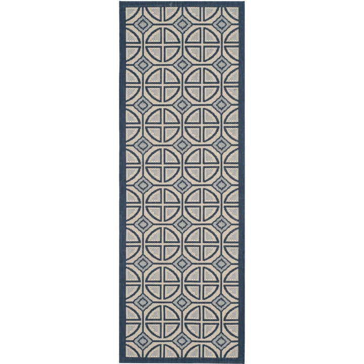 SAFAVIEH Indoor Outdoor CY7017-258 Courtyard Beige / Navy Rug Image 1