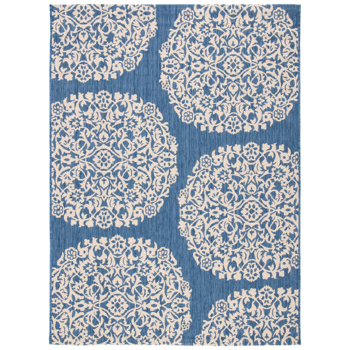 SAFAVIEH Outdoor CY6962-23321 Courtyard Blue / Ivory Rug Image 10